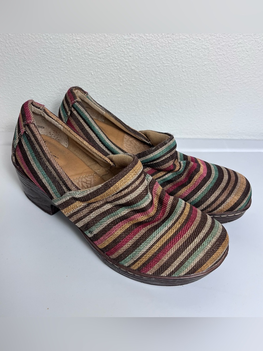 BOC‎ Born Concept Nadiyya Striped Fabric Clogs Shoes Multicolor Slip-On Women 11